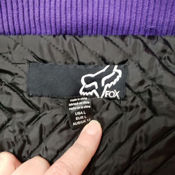 Fox zip up hoodie quilted lining thick y2k Size Large embroidered logo - Picture 11 of 16